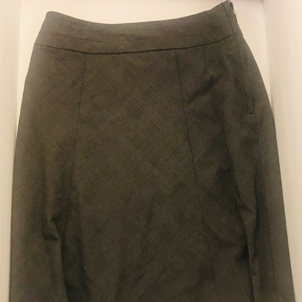 Grey and black plaid knee length skirt by H&M